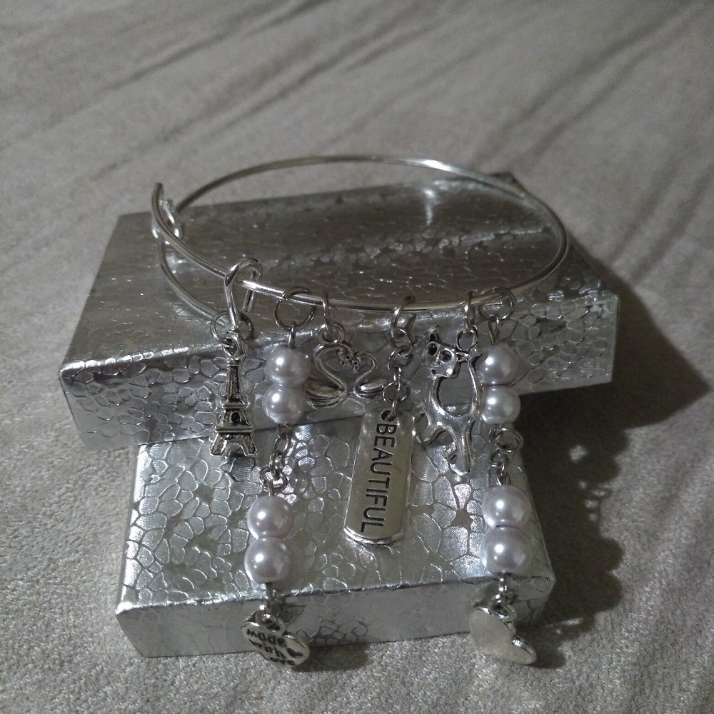 Paris themed charm bracelet, handmade bracelet